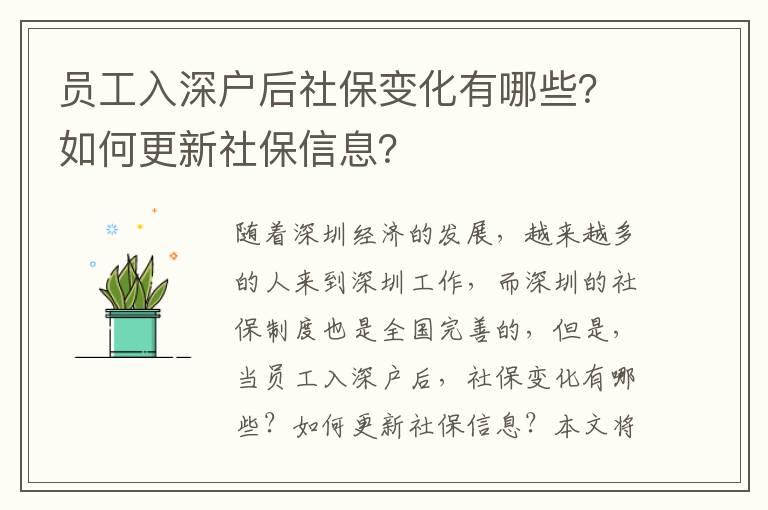 員工入深戶后社保變化有哪些？如何更新社保信息？