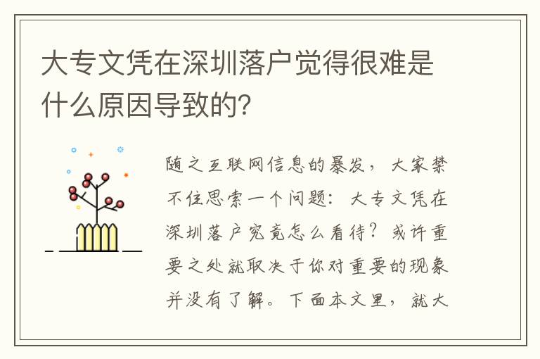 大專文憑在深圳落戶覺(jué)得很難是什么原因?qū)е碌模?></center><br>
            
<p style=