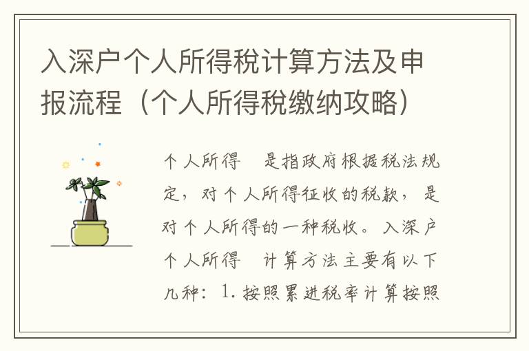 入深戶個(gè)人所得稅計(jì)算方法及申報(bào)流程（個(gè)人所得稅繳納攻略）