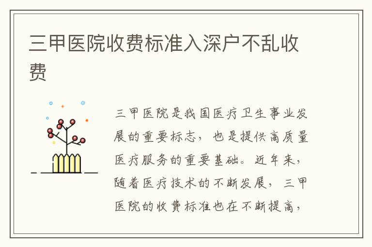 三甲醫(yī)院收費標(biāo)準(zhǔn)入深戶不亂收費