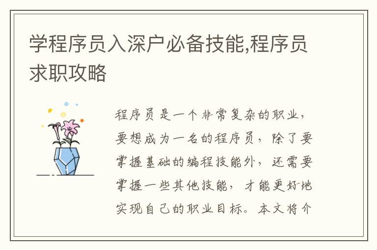 學(xué)程序員入深戶必備技能,程序員求職攻略