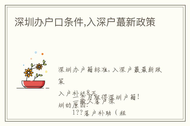 深圳辦戶(hù)口條件,入深戶(hù)蕞新政策