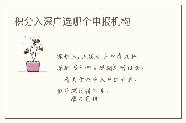 積分入深戶選哪個申報機(jī)構(gòu)