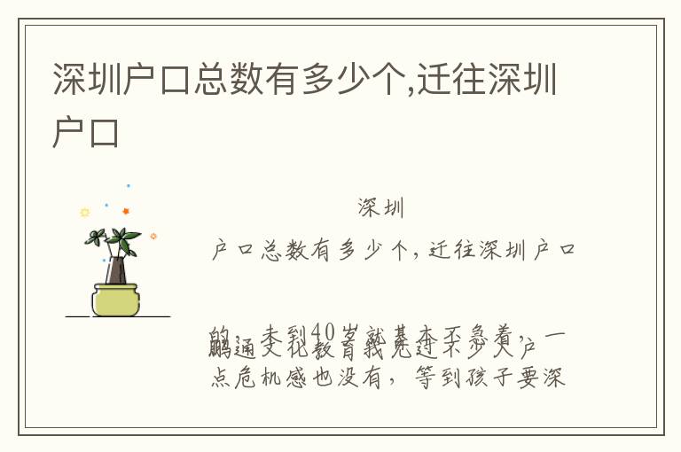 深圳戶口總數(shù)有多少個(gè),遷往深圳戶口