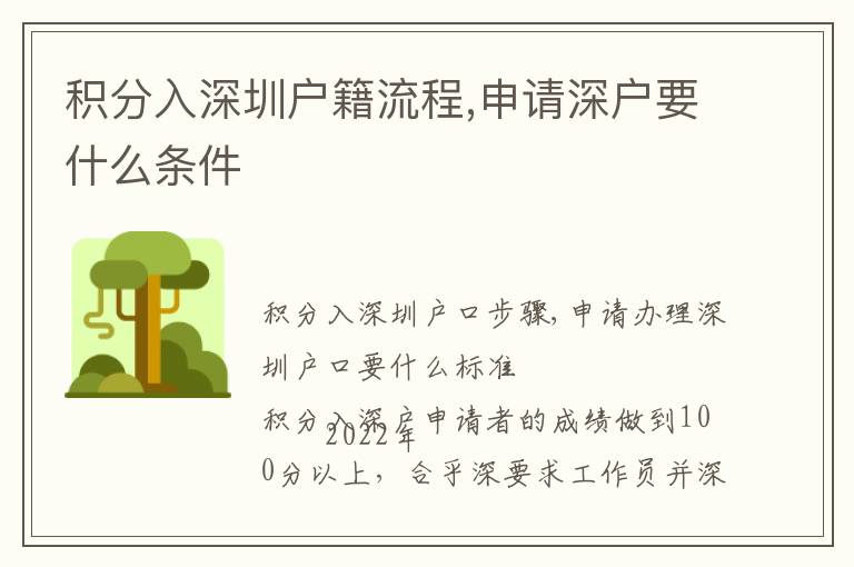 積分入深圳戶籍流程,申請(qǐng)深戶要什么條件