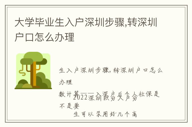 大學畢業(yè)生入戶深圳步驟,轉深圳戶口怎么辦理