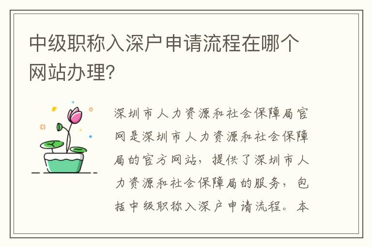 中級職稱入深戶申請流程在哪個網站辦理？
