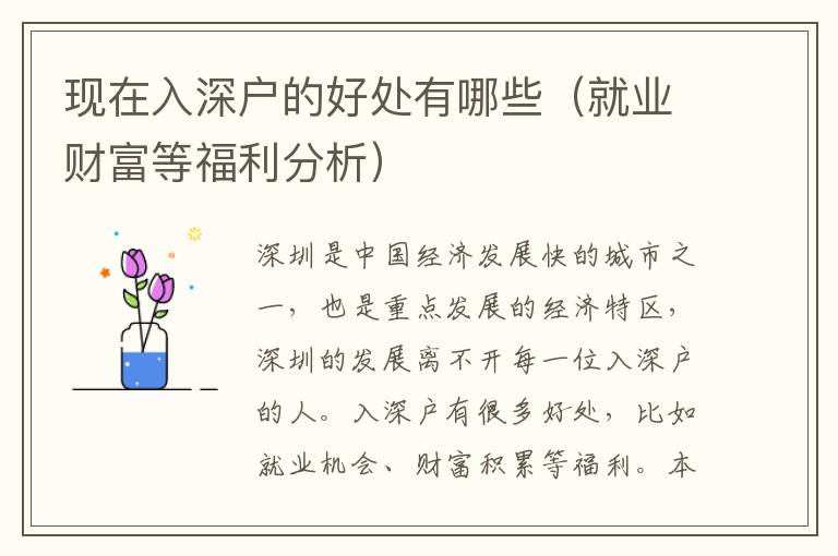現(xiàn)在入深戶的好處有哪些（就業(yè)財(cái)富等福利分析）