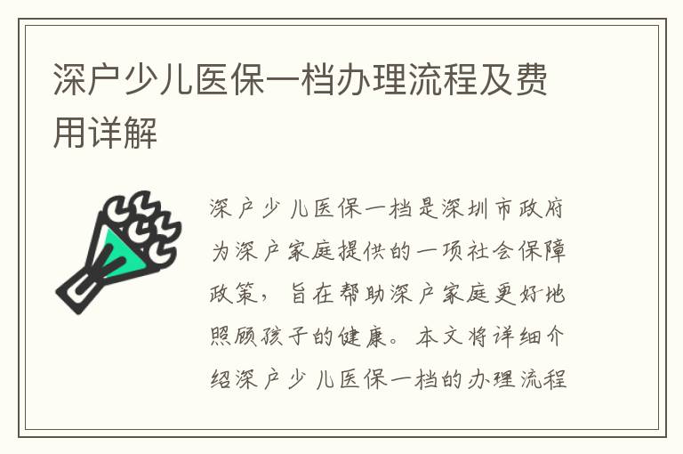 深戶少兒醫(yī)保一檔辦理流程及費用詳解