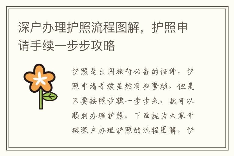 深戶辦理護照流程圖解，護照申請手續一步步攻略