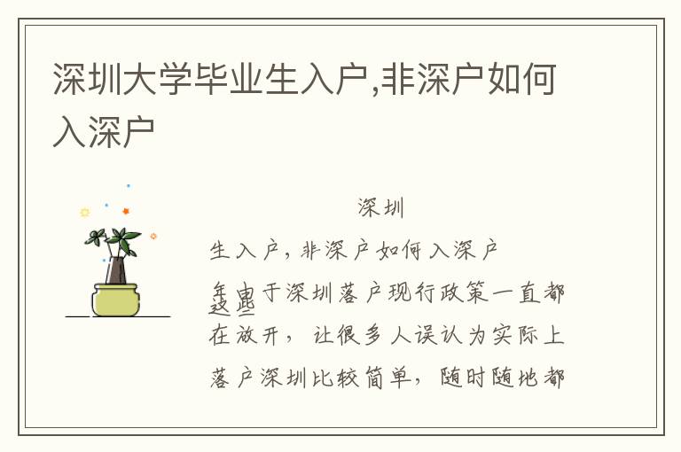 深圳大學(xué)畢業(yè)生入戶,非深戶如何入深戶