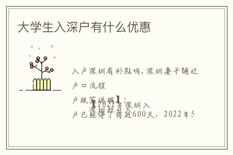 大學(xué)生入深戶有什么優(yōu)惠