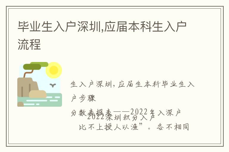 畢業(yè)生入戶(hù)深圳,應(yīng)屆本科生入戶(hù)流程