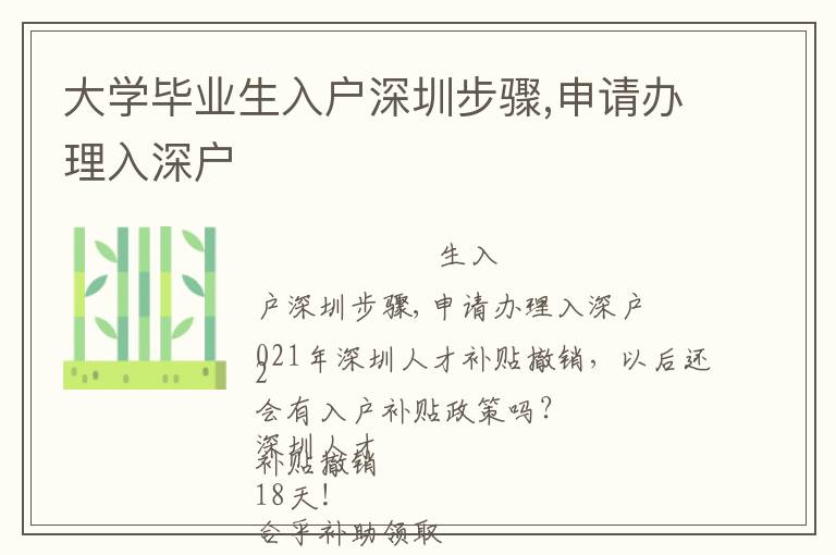 大學畢業(yè)生入戶深圳步驟,申請辦理入深戶