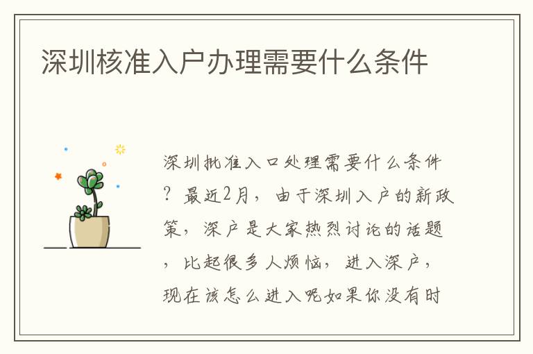深圳核準入戶辦理需要什么條件