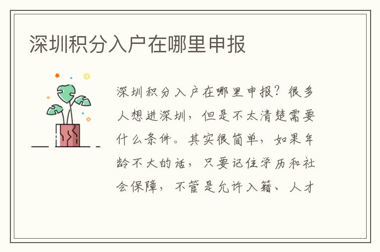 深圳積分入戶在哪里申報(bào)