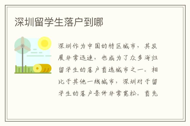深圳留學生落戶到哪