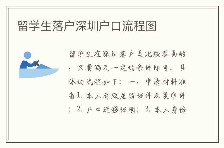 留學生落戶深圳戶口流程圖