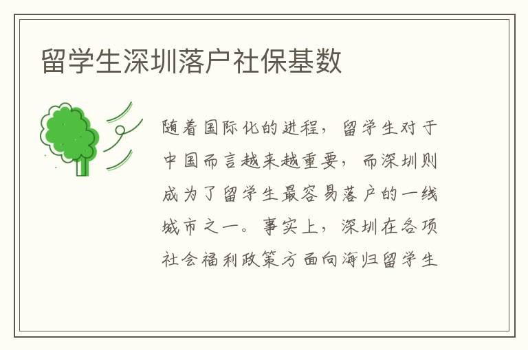 留學生深圳落戶社保基數