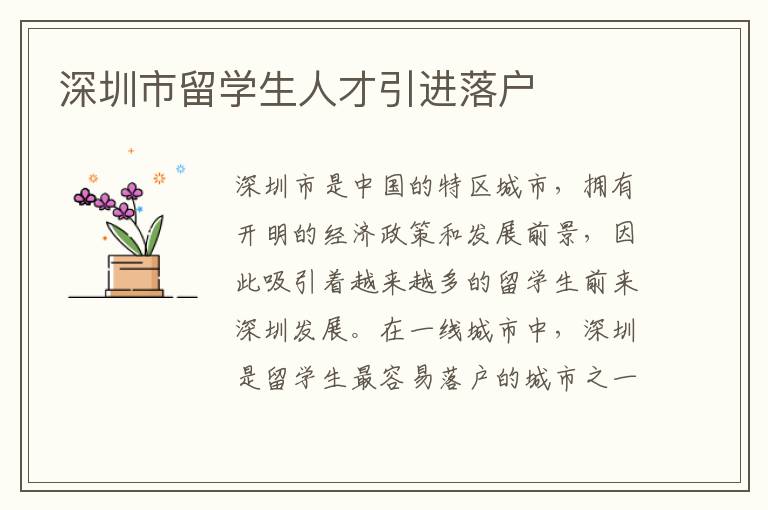 深圳市留學生人才引進落戶