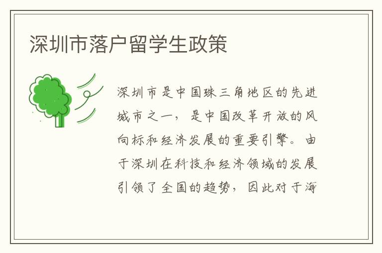 深圳市落戶留學(xué)生政策