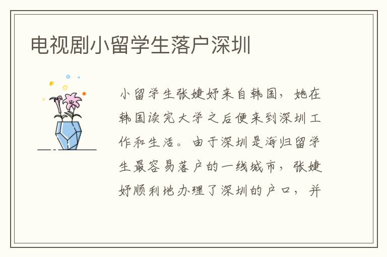 電視劇小留學生落戶深圳