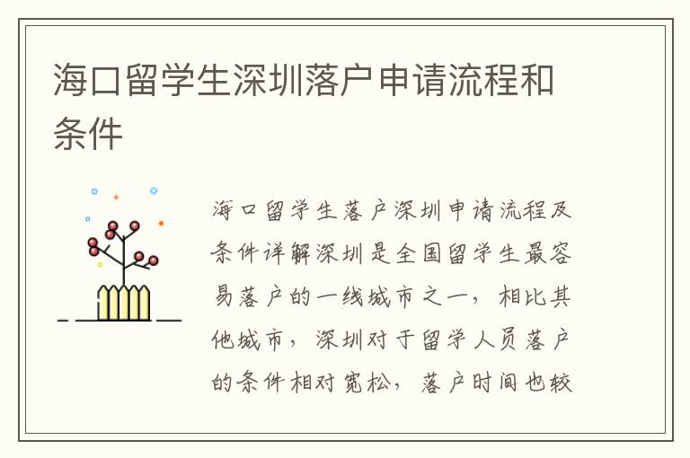 海口留學(xué)生深圳落戶申請(qǐng)流程和條件