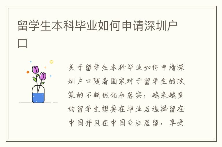 留學生本科畢業如何申請深圳戶口