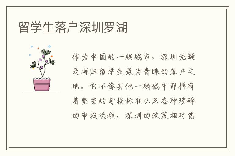 留學生落戶深圳羅湖