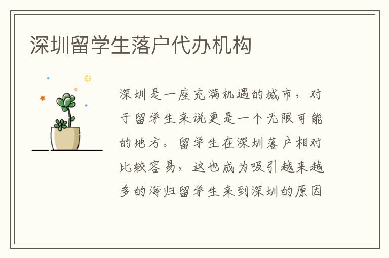深圳留學(xué)生落戶代辦機(jī)構(gòu)