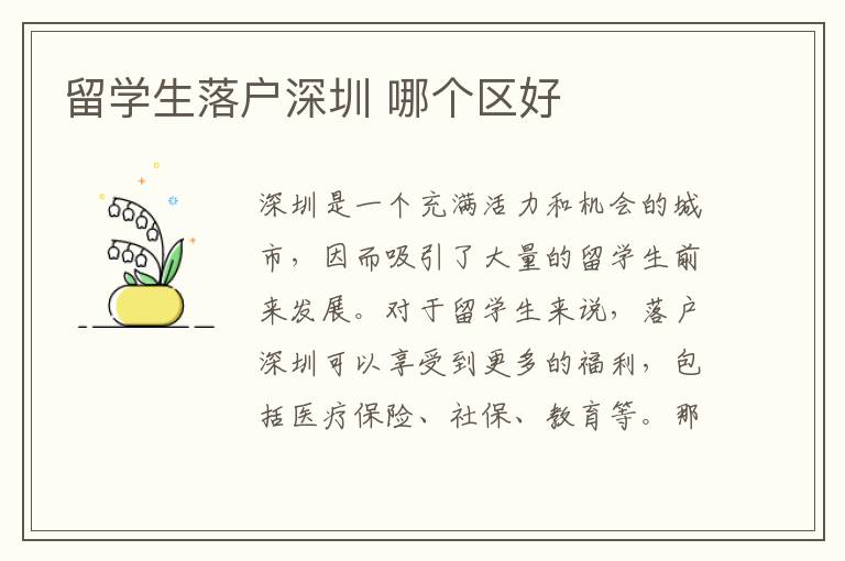 留學(xué)生落戶深圳 哪個(gè)區(qū)好