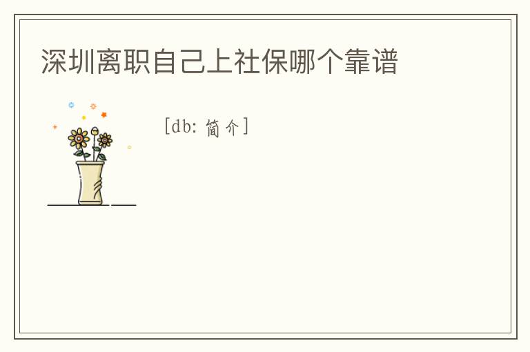 深圳離職自己上社保哪個靠譜