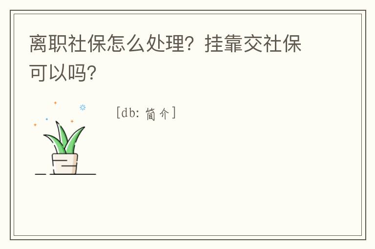 離職社保怎么處理？掛靠交社保可以嗎？