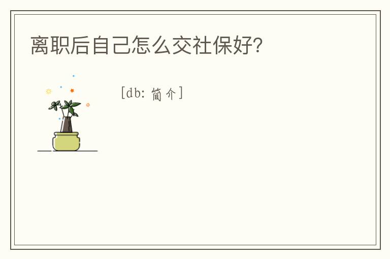 離職后自己怎么交社保好？