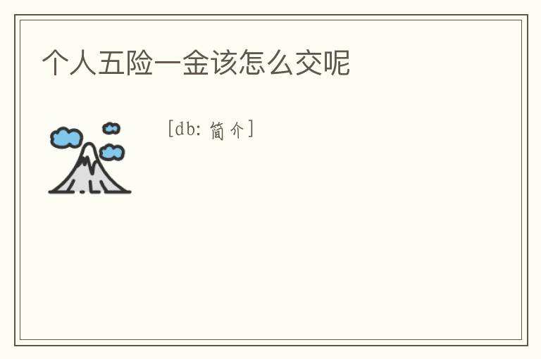 個人五險一金該怎么交呢