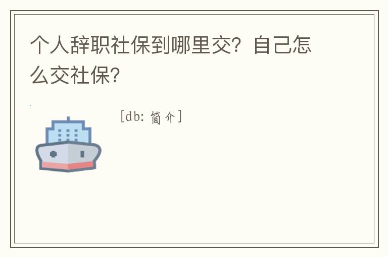 個人辭職社保到哪里交？自己怎么交社保？