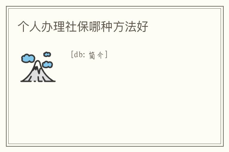 個人辦理社保哪種方法好