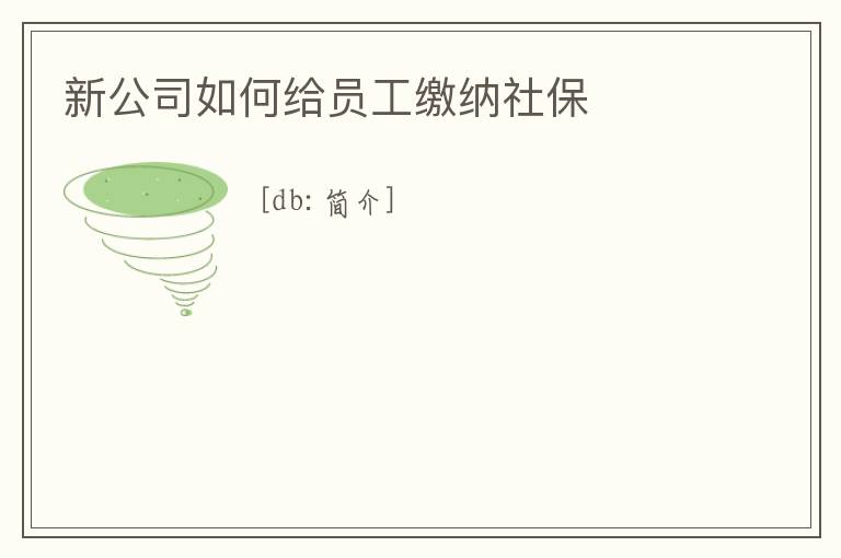新公司如何給員工繳納社保