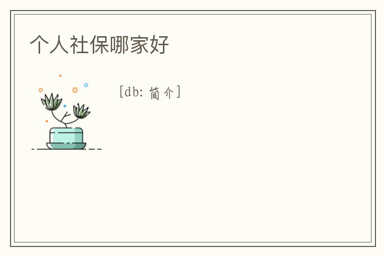 個人社保哪家好