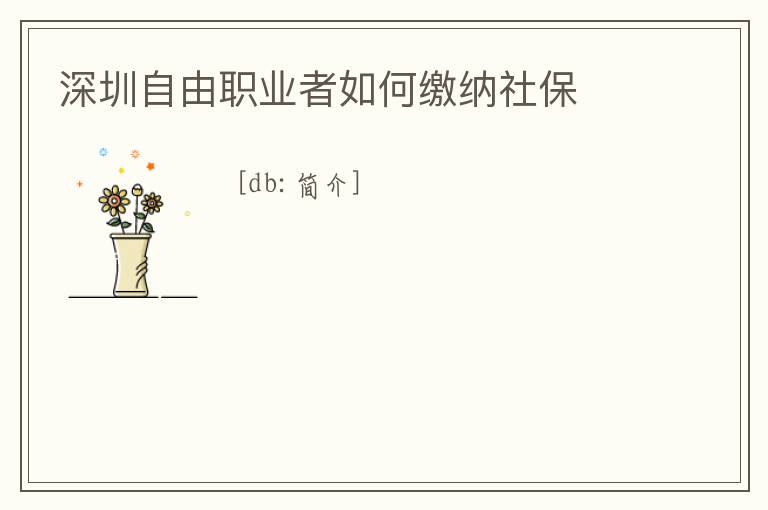 深圳自由職業(yè)者如何繳納社保