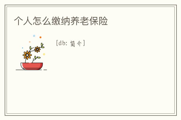 個人怎么繳納養老保險