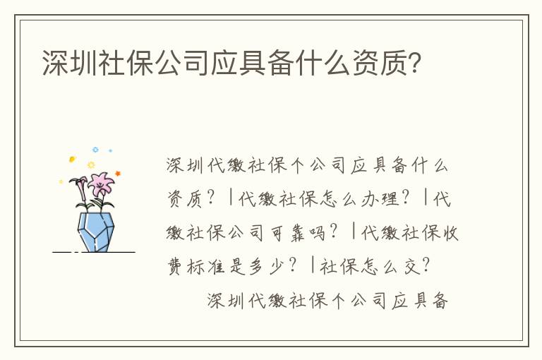 深圳社保公司應具備什么資質？