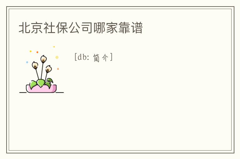 北京社保公司哪家靠譜
