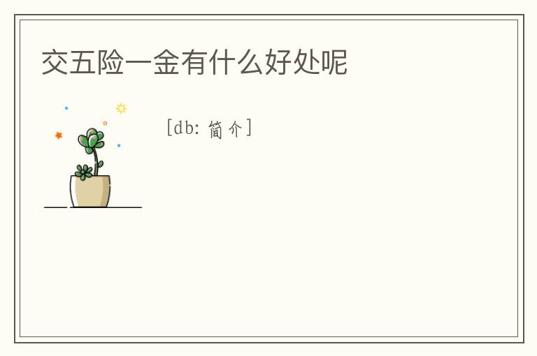 交五險一金有什么好處呢