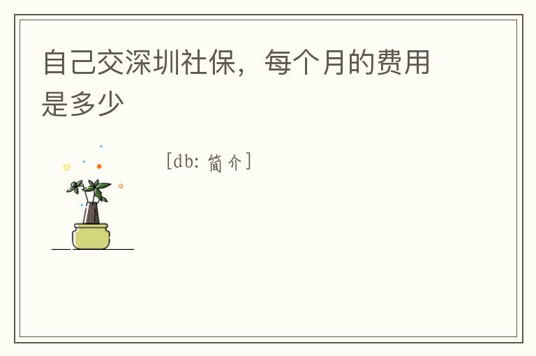 自己交深圳社保，每個(gè)月的費(fèi)用是多少