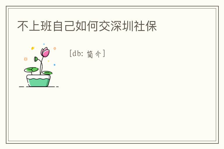 不上班自己如何交深圳社保