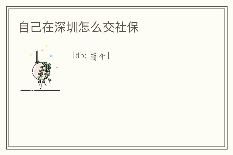 自己在深圳怎么交社保