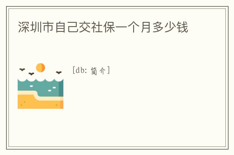 深圳市自己交社保一個月多少錢