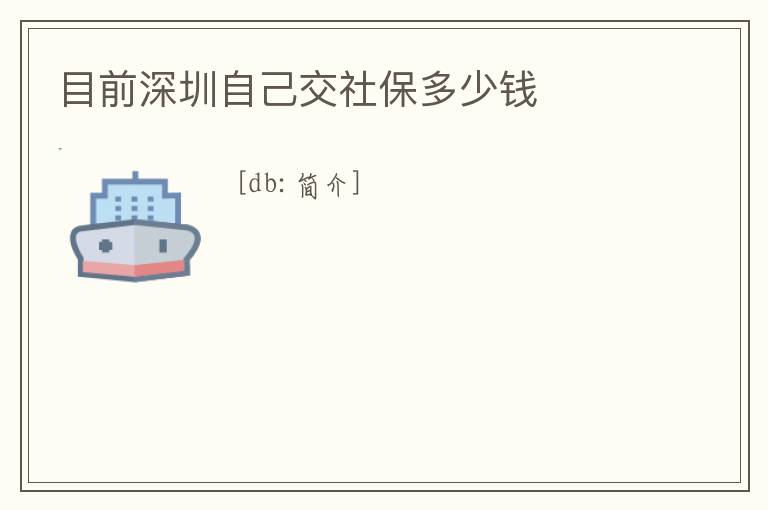目前深圳自己交社保多少錢