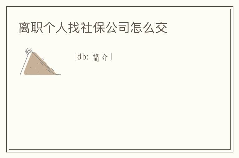 離職個人找社保公司怎么交